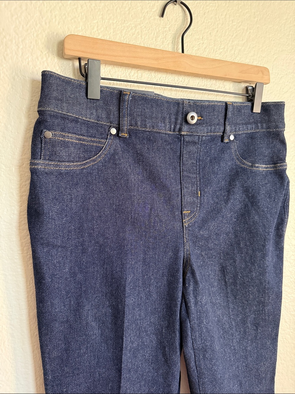 SPANX Dark Raw Indigo Pull On Flare Jeans - Picture 2 of 9